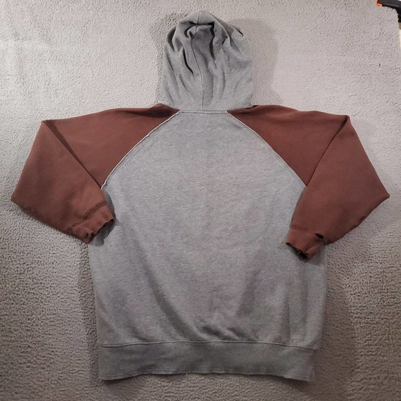 Vintage 24 Hour Fitness Hoodie Mens Extra Large Gray Brown Thrashed Pump Cover - Picture 8 of 11